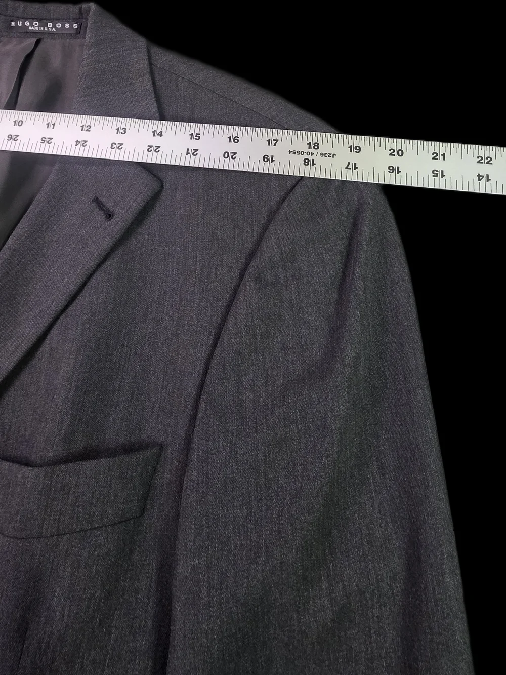 Vintage Hugo Boss Rossellini Suit Jacket Blazer Gray 100% Virgin Wool Mens 40R